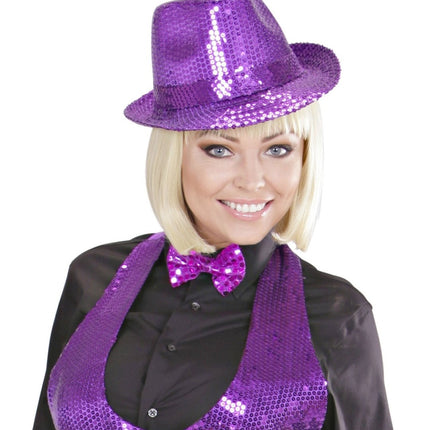 Paarse Hoed Pailletten van Widmann koop je bij Partywinkel