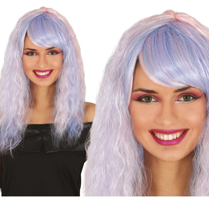 Paarse Pruik Lang Haar Slag van Fiestas Guirca koop je bij Partywinkel