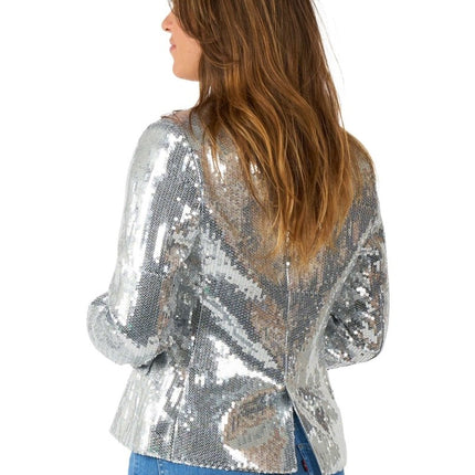 Paillet Zilver Blazer Dames Suitmeister van Suitmeister koop je bij Partywinkel
