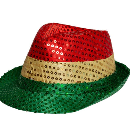 Pailletten Hoedje Rood/Geel/Groen met licht incl Batterijen van Partychimp koop je bij Partywinkel