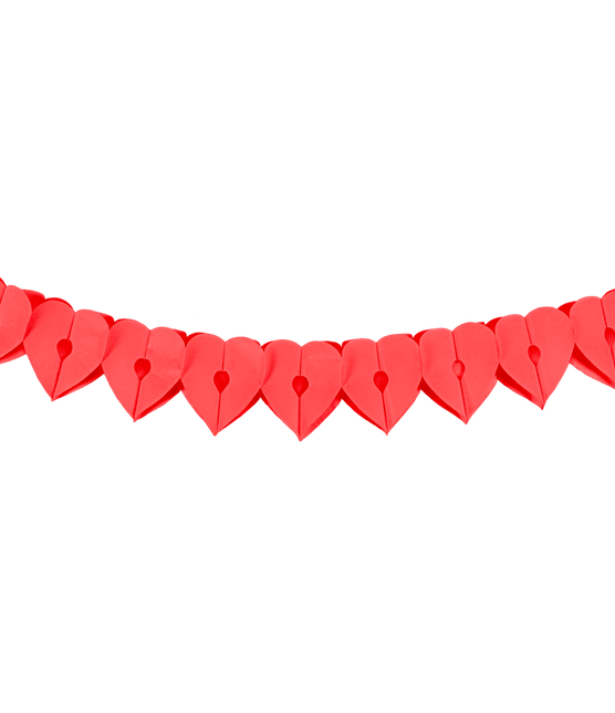 Guirlande de Coeurs Papier Rouge 6m