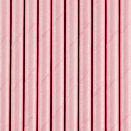 Papieren Rietjes Lichtroze 19,5cm 10st van Partydeco koop je bij Partywinkel