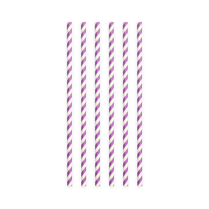Papieren Rietjes Paars Gestreept 19,7cm 20st van WeFiesta koop je bij Partywinkel