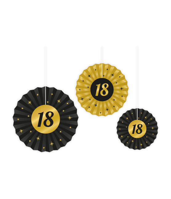 Papieren Waaiers 18 Jaar Set 20 - 40cm 3 - delig van Paper Dreams koop je bij Partywinkel