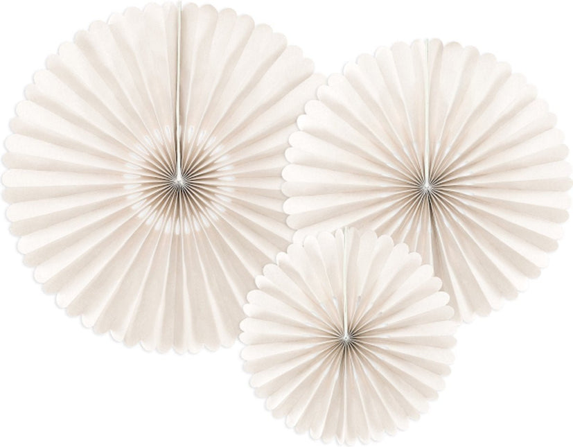 Papieren Waaiers Beige Set 23 - 40cm 3 delig van Partydeco koop je bij Partywinkel