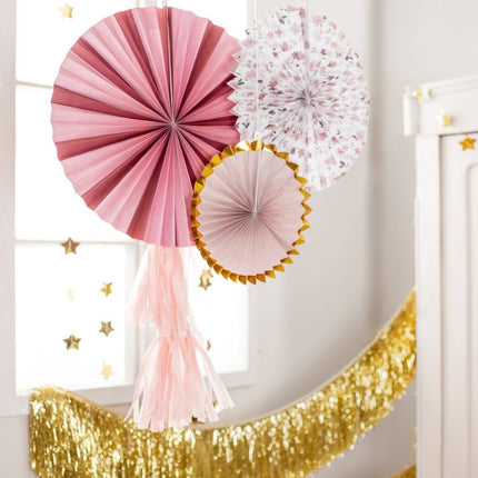 Papieren Waaiers Bloemen 3st van Partydeco koop je bij Partywinkel