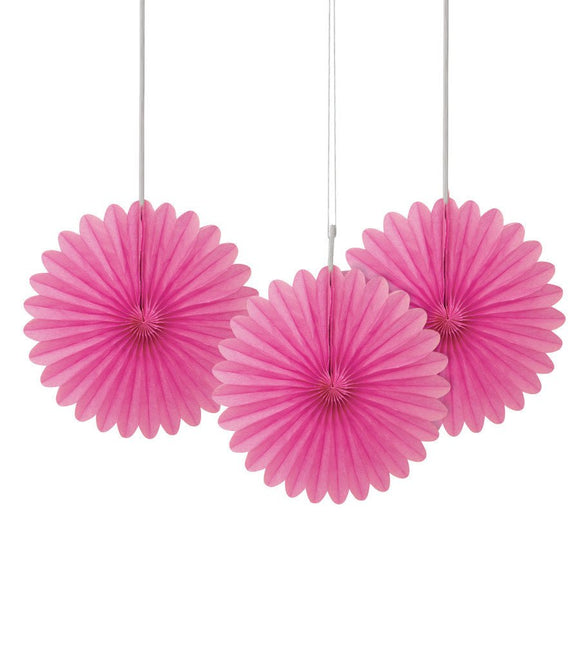 Papieren Waaiers Fuchsia 15cm 3st van Unique koop je bij Partywinkel