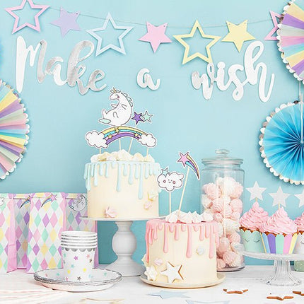 Papieren Waaiers Gekleurd Unicorn Set 21 - 30cm 3 delig van Partydeco koop je bij Partywinkel