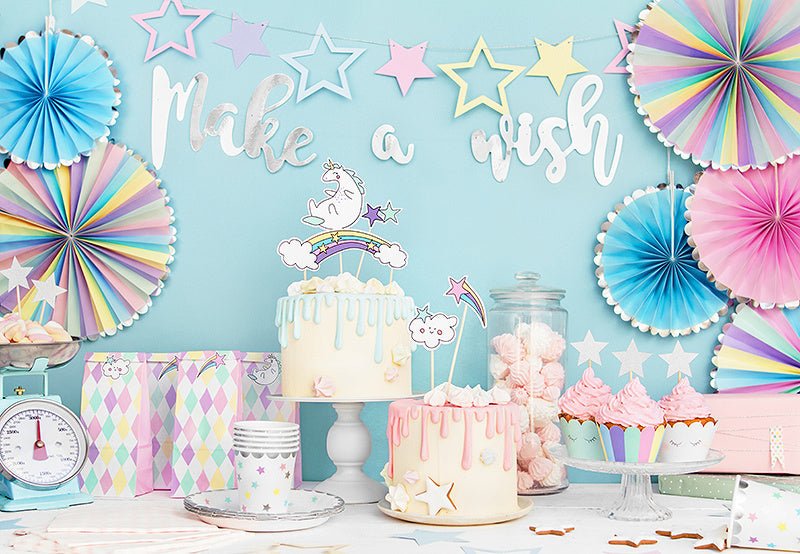 Papieren Waaiers Gekleurd Unicorn Set 21 - 30cm 3 delig van Partydeco koop je bij Partywinkel
