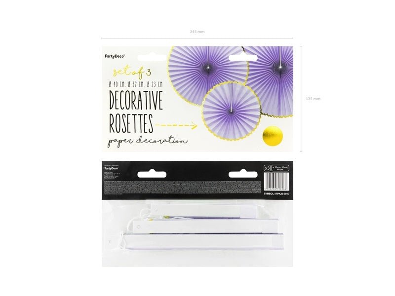 Papieren Waaiers Lila Goud Set 23 - 40cm 3 delig van Partydeco koop je bij Partywinkel