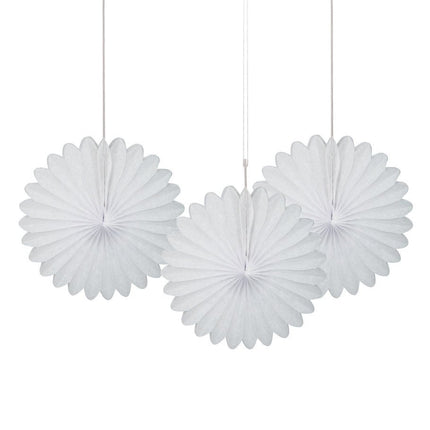 Papieren Waaiers Wit 15cm 3st van Unique koop je bij Partywinkel