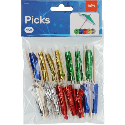 Parasol Cocktailprikkers 10cm 15st van Folat koop je bij Partywinkel
