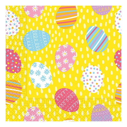 Pasen Servetten Geel Paaseieren 33cm 20st van Procos koop je bij Partywinkel