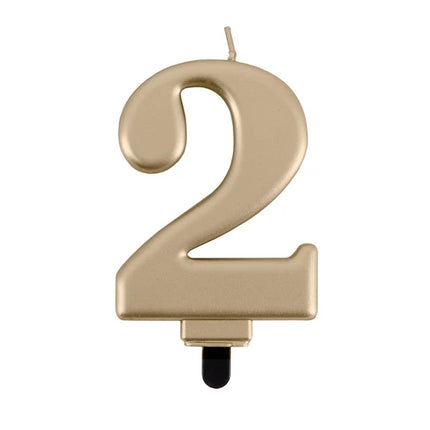 Bougie « 2 ans » dorée, 8 cm