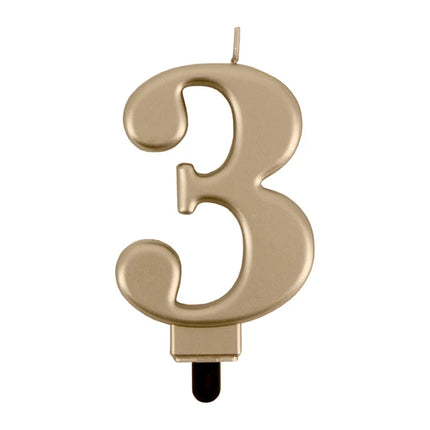 Bougie « 3 ans » dorée, 8 cm