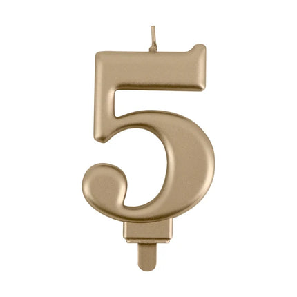 Bougie « 5 ans » dorée, 8 cm