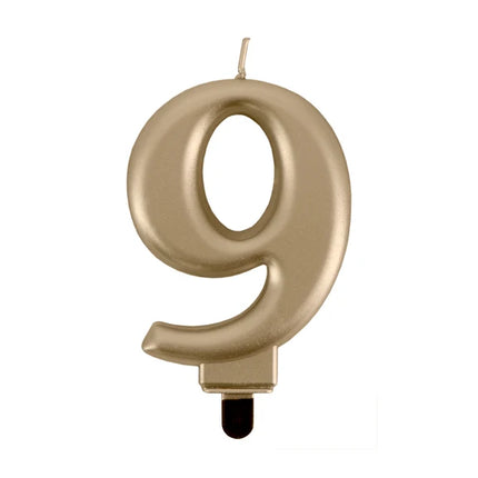 Bougie « 9 ans » dorée, 8 cm