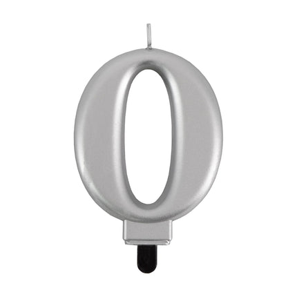 Bougie « 0 ans » argent métallisé, 7 cm