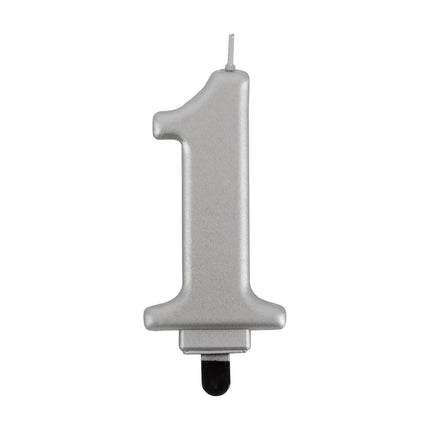 Bougie « 1 an » argent métallisé, 7 cm