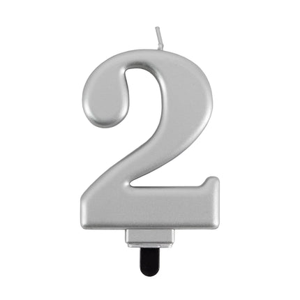 Bougie « 2 ans » argent métallisé, 7 cm