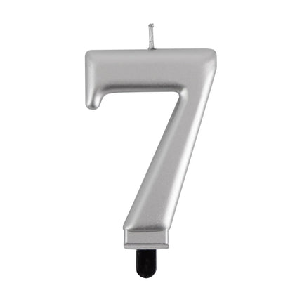 Bougie « 7 ans » argent métallisé, 7 cm