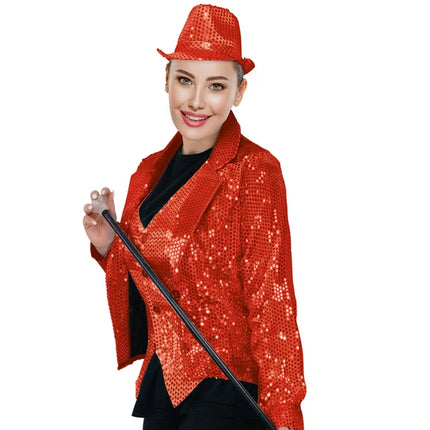 Veste rouge à paillettes, taille L