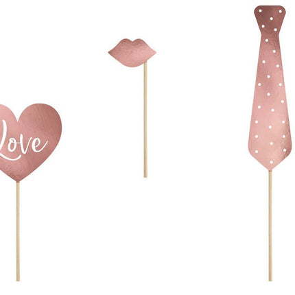 Photobooth Bruiloft Rose Goud 12st van Partydeco koop je bij Partywinkel