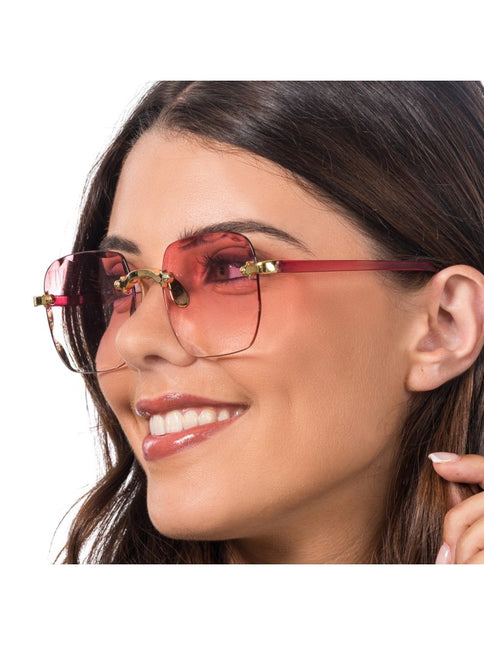 Lunettes roses sans monture avec dégradé de couleurs