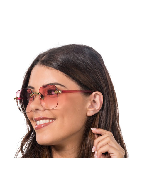 Lunettes roses sans monture avec dégradé de couleurs