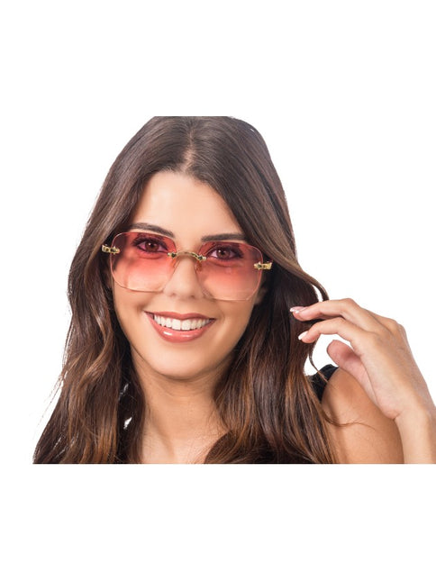 Lunettes roses sans monture avec dégradé de couleurs