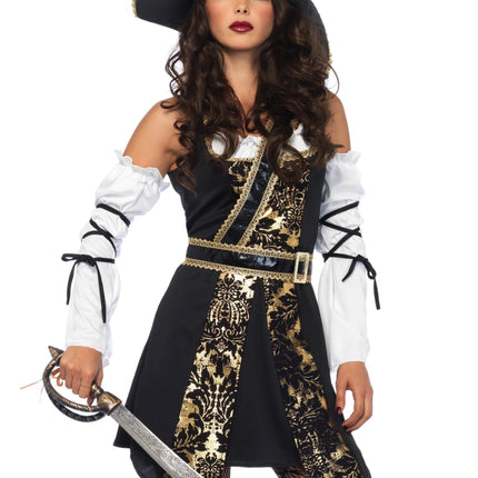 Piraat Jurk Zwart Wit Dames Leg Avenue - Partywinkel - 714718518350