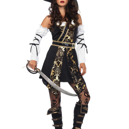 Piraat Jurk Zwart Wit Dames Leg Avenue - Partywinkel - 714718518350