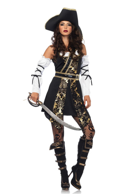 Piraat Jurk Zwart Wit Dames Leg Avenue - Partywinkel - 714718518350