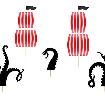 Piraten Caketopper 21cm 5st van Partydeco koop je bij Partywinkel