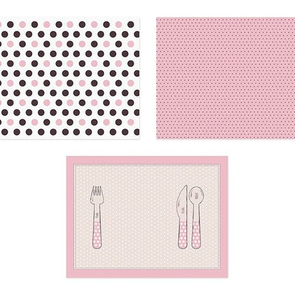 Placemats Roze Zwart 40cm 6st van Partydeco koop je bij Partywinkel