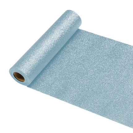 Chemin de table bleu clair pailleté 5m