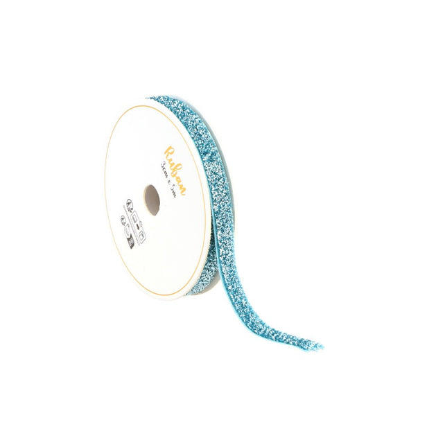 RUBAN BLEU POLAIRE PAILLETÉ 10 MM X 3 M