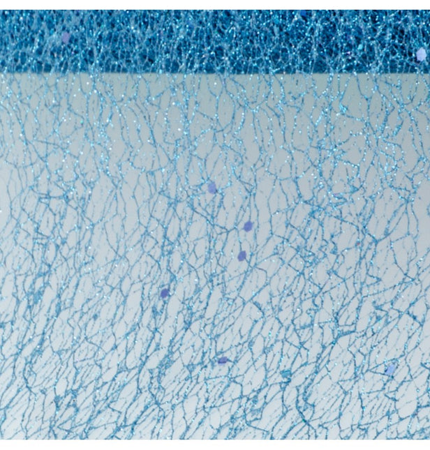 RUBAN DE TABLE BLEU POLAIRE PAILLETÉ 10CM X 5M