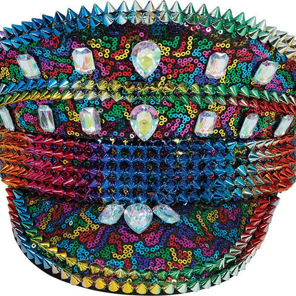 Police multicolor hat with studs, adult van Fiestas Guirca koop je bij Partywinkel