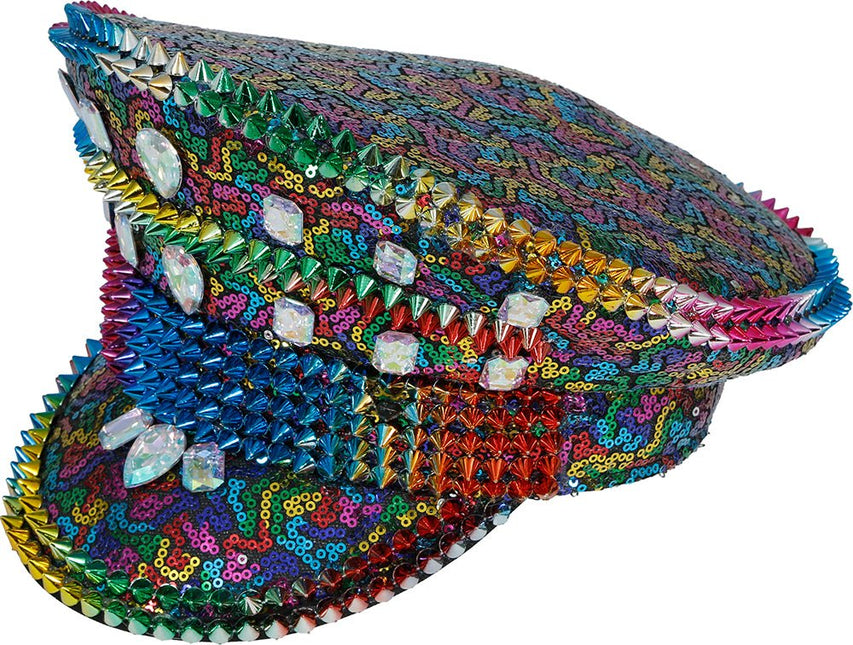 Police multicolor hat with studs, adult van Fiestas Guirca koop je bij Partywinkel