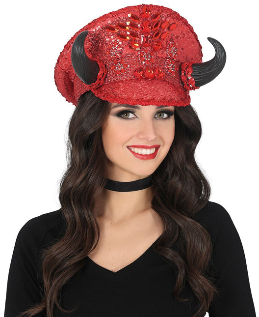 Police red hat with horns, adult van Fiestas Guirca koop je bij Partywinkel