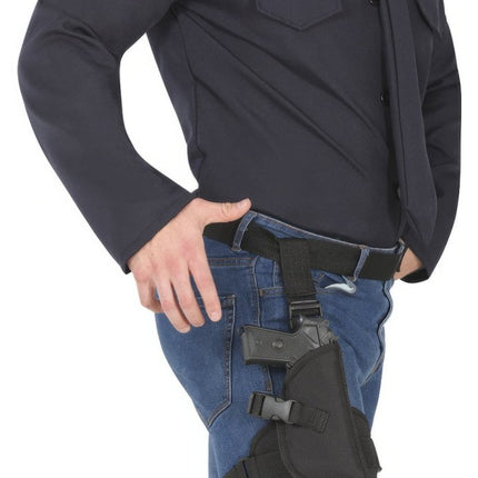 Politie Holster Zwart Met Pistool van Fiestas Guirca koop je bij Partywinkel