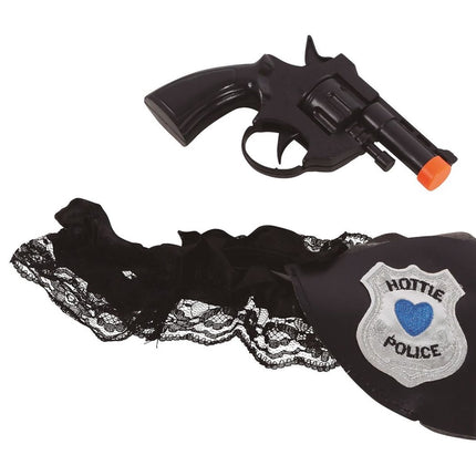 Politie Kousenband met Nep Geweer en Holster van Fiestas Guirca koop je bij Partywinkel