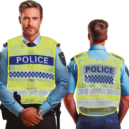 Politie Vest Blauw Geel van Fiestas Guirca koop je bij Partywinkel