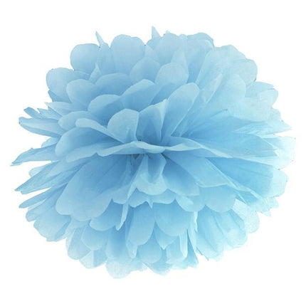 Pompon Lichtblauw 25cm van Partydeco koop je bij Partywinkel