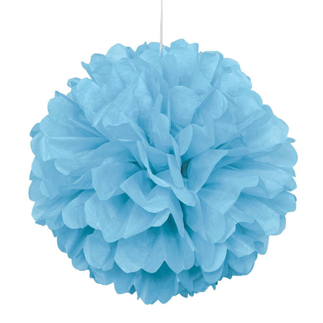 Pompon Lichtblauw 40cm van Unique koop je bij Partywinkel