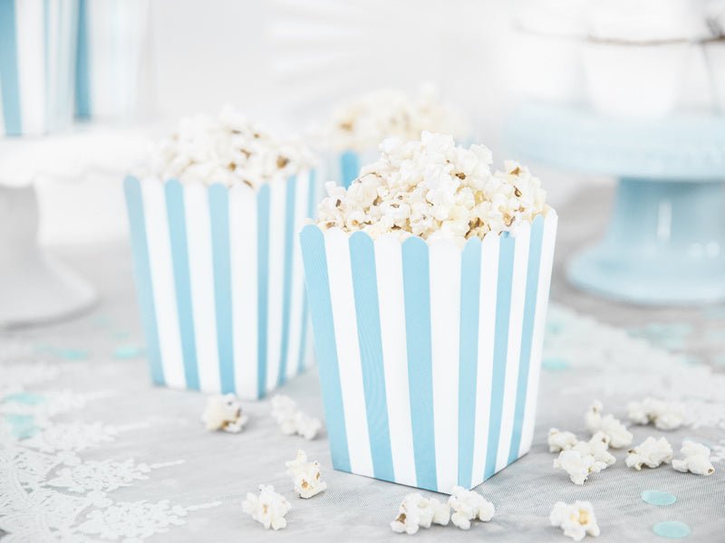Popcorn Bakjes Blauw Mix 12,5cm 6st van Partydeco koop je bij Partywinkel
