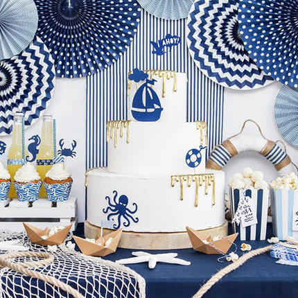 Popcorn Bakjes Blauw Mix 12,5cm 6st van Partydeco koop je bij Partywinkel