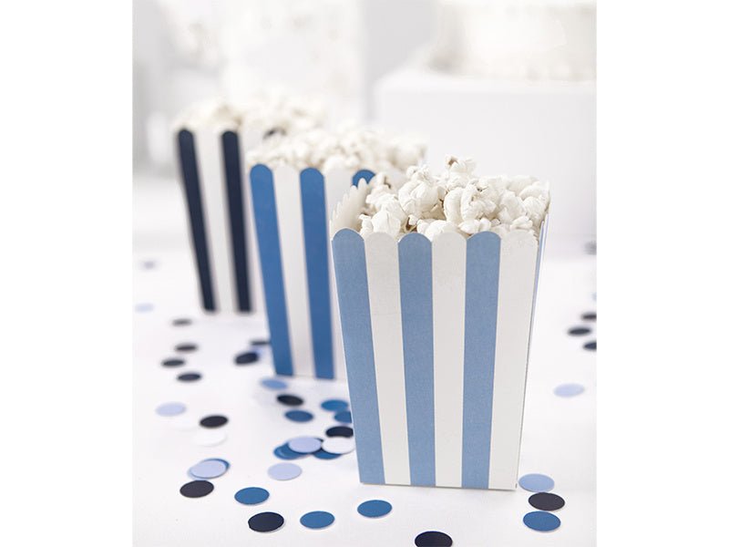 Popcorn Bakjes Blauw Mix 12,5cm 6st van Partydeco koop je bij Partywinkel