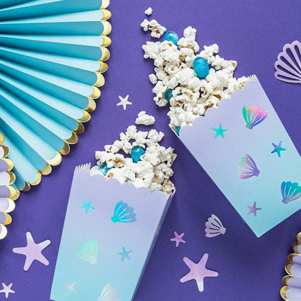 Popcorn Bakjes Zeemeermin 12,5cm 6st van Partydeco koop je bij Partywinkel